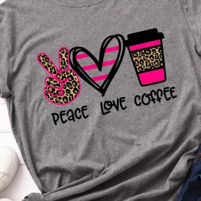 T shirt rose peace love léoapard.