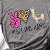 T shirt léopard peace love llamas gris.