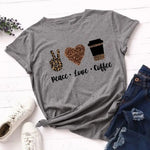 Peace Love Coffee Leopard T-Shirt Brown  - Vignette | My Léopard