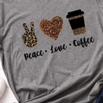 Peace Love Coffee Leopard T-Shirt Brown  - Vignette | My Léopard