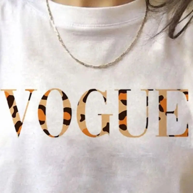 T-shirt Léopard Vogue Blanc