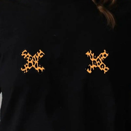 T shirt noir léopard.