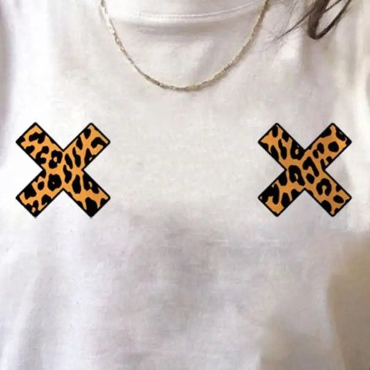 T shirt blanc léopard X.