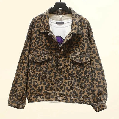 Veste en jean léopard femme.
