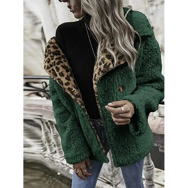 Veste Femme à Doublure Léopard Verte