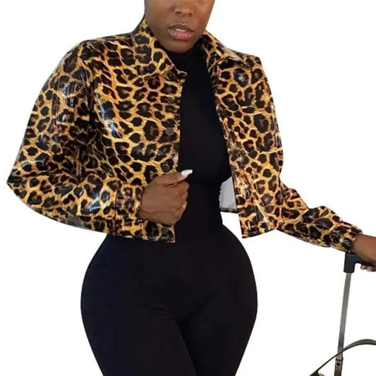 Veste similicuir léopard.