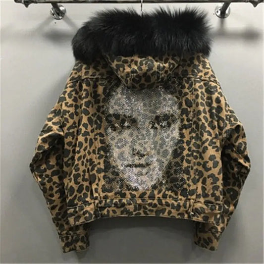 Veste léopard tendance noire.