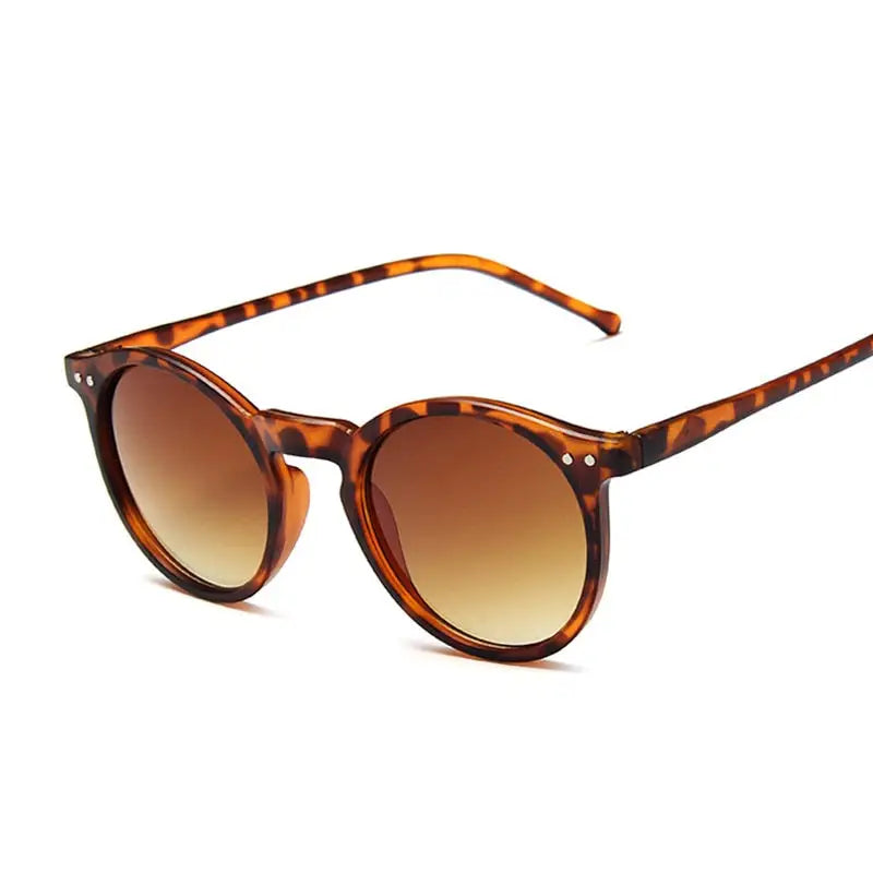 Vintage Leopard Round Sunglasses Woman Fashion Cat Eye